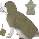 Lukovee Dog Raincoat - Lightweight Hooded Dog Rain Coat for Large Medium Small Dogs, Adjustable Poncho Jacket with Reflective Stripes & Built-in Storage Pocket (Green, Medium)