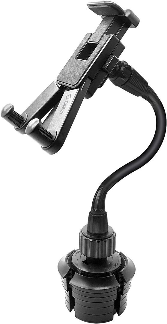 Tablet & Smartphone Holder Cup Holder Mount, Car Cradle Compatible with Apple iPhones, iPad Air Pro mini, Samsung Galaxy, Google Pixel Smartphones, & (Tablet Mount 13 Inch Gooseneck)