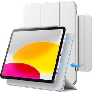 JETech Magnetic Case for iPad (A16) 11th/10th Generation (2025/2022), Magnetic Attachment, Slim Tablet Cover with Auto Wake/Sleep (White)