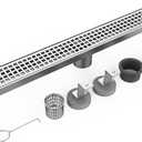 GAOMON Linear Shower Drain, Shower Drain 24 Inch with Removable Grate Cover, Brushed 304 Stainless Steel Shower Floor Drain, Linear Drain with Leveling Feet,Hair Strainer