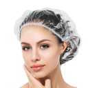 Auban 100PCS Disposable Shower Caps, Plastic Clear Hair Cap Large Thick Waterproof Bath Caps for Women, Hotel Travel Essentials Accessories Deep Conditioning Hair Care Cleaning Supplies(20.5")