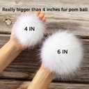 Homtable 6IN Large Faux Fur Pompoms, 4 Pieces Big Pom Pom Balls Fluffy Pompom Ball with Elastic Loop for Shoes Scarves Gloves Scarves Bag Key Chain Charms Accessories (White)