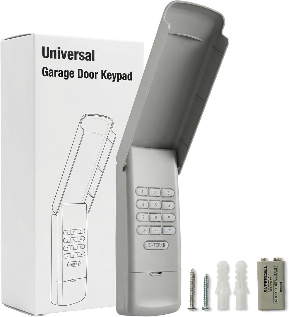 Universal Garage Door Opener Keypad Wireless Keypad Keyless Entry Compatible with LiftMaster Chamberlain Craftsman Genie Overhead Linear Wayne Dalton Garage Door Opener Remote Learn Button Dip Switch