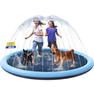 67inch Dog Splash Pad Non-Slip,Medium Pet Dogs Cool Sprinkler Pool Heavy Duty Splash Pads for Kiddie Baby Wading Pool Summer Outdoor Play Water Fun Toy Gift Easy to Use/Clean (Blue)