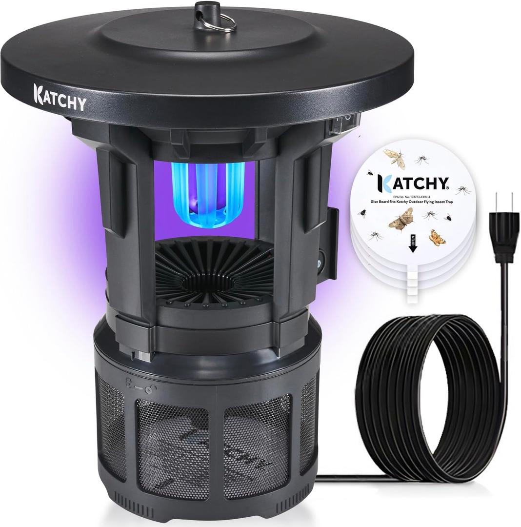 KATCHY Outdoor Insect Trap with Wall-Mounted Bracket - Non-Zapper Traps for Outdoors - Catch Insects Outdoors