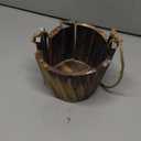 MY MIRONEY 20 OZ Plant Pots, Vintage Wooden Barrel Planter - Solid Rustic Garden Flower Pot with Metal Handles & Frame for Indoor Planter, Office Home Decor, Garden Home Plants, 5.12" x 3.82"