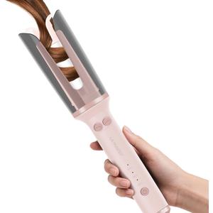 Automatic Curling Iron, 1 Inch with 3 Temps Rotating Curling Iron, 2-Way Rotation Hair Curler, Ionic, Ceramic Coating, Anti-Scald & Tangle, Auto Shut-Off for Hair Styling (Pink)