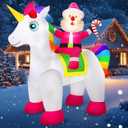 7.2 FT Christmas Inflatables Yard Decorations Outdoor Santa Claus Riding Unicorn Inflatables Decorations Built-in LED Lights, Christmas Blow Up for Outdoor, Yard, Roof, Lawn