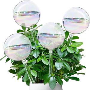 4 Pcs Iridescent Glass Plant Watering Globes - 9 Inch Self Watering Planter Insert | Plant Watering Devices | Plant Watering Bulbs for Indoor and Outdoor Plants Accessories.