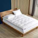 Serta Feather and Down Fiber Pillow Top Mattress Topper Full Size - 233 Thread Count 100% Cotton Mattress Pad Ultra Soft 2-Inch Support Feather Bed-White