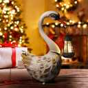 HONGLAND Solar Garden Statue Outdoor Swan Decor Bird Decor Lawn Ornament for Backyard Patio Porch PoolsideWhite