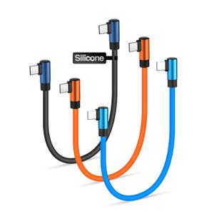 COOLSELL Short USB C to C Cable Right Angle 6inch, 1ft, 1.6ft, Silicone 60W Fast Charging Cord Type-C Compatible with iPhone 16/15 Samsung Galaxy S23 S22 Google Pixel, iPad for Power Bank/Car/Travel