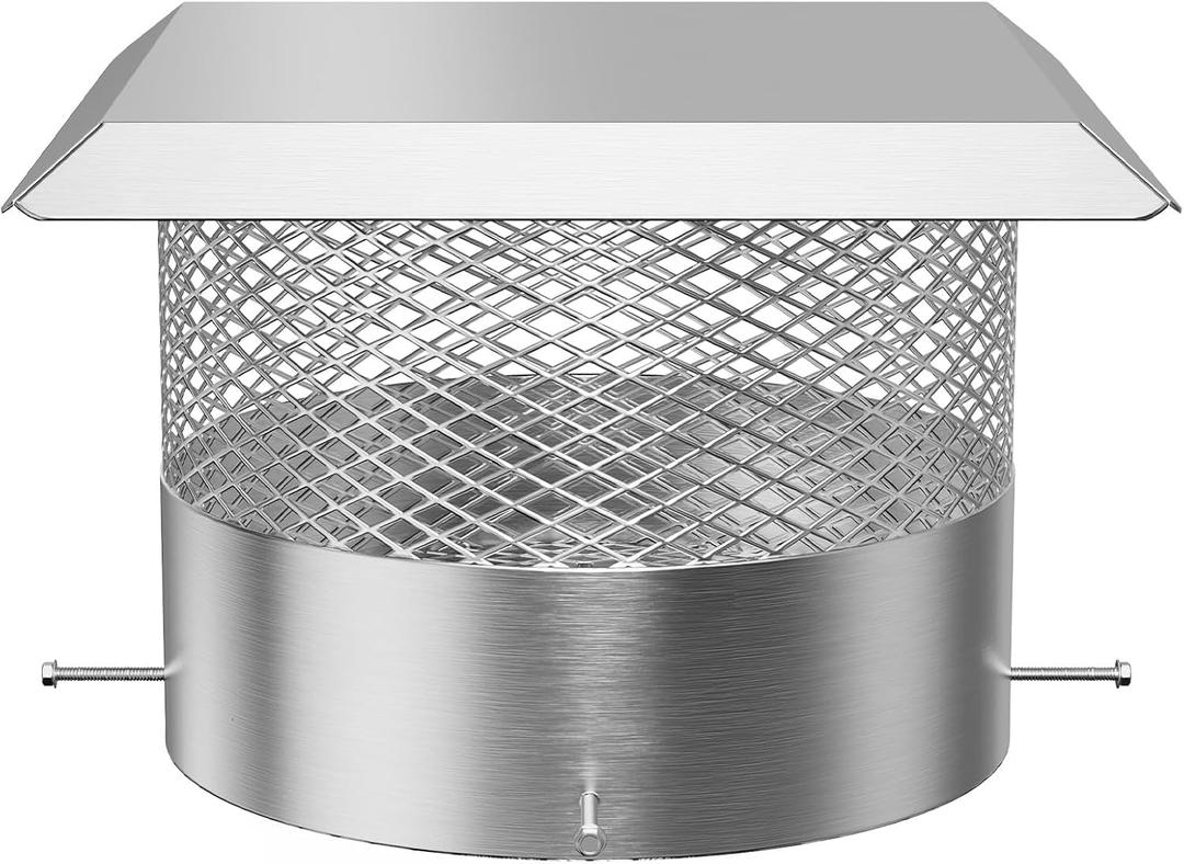 GAOMON Chimney Cap, 10 Inch Round Chimney Cap With Screen, Stainless Steel Fireplace Chimney Flue Caps, Chimney Cover for Vents, Rain Cap for All-Round Chimney