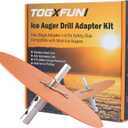 Ice Auger Drill Adapter & Attachment with 8.7" Orange Safety Disk, 2-Stage Stainless Steel Adapter for Ice Fishing Augers