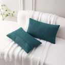 FUTEI Pack of 2 Teal Green Decorative Throw Pillow Covers 12x20 Inch Soft Cozy Solid Boucle Textured Lumbar Pillow Cases,Modern Home Decor for Couch Bed Living Room