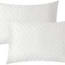 JELLYMONI Pillowcases King Size White 2 Pack Waffle Plaid Bed Pillow Covers 20x36in Polyester Envelope Pillow Shams Knitted Jacquard Waffle Weave Pillow Case (Pillows are not Included)