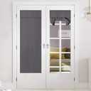 NICETOWN Grey Blackout French Door Curtain Thermal Insulated Window Cover