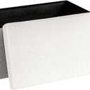 30 Inch Storage Ottoman Bench, Boucle Folding Ottoman Footstool, Rectangular Sherpa Footrest Storage Bench for Bedroom, Living Room, Entryway, Dorm, White, 30"D x 15"W x 15"H