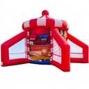 OZIS 5-in-1 Inflatable Carnival Game with Blower, Portable Basketball Hoop, Axe Throw, Soccer Target, Ring Toss, Tic-Tac-Toe for Backyard and Party, White & Red