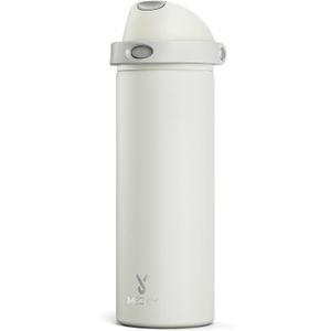 24 oz Insulated Water Bottle with Straw: Meoky Stainless Steel Metal Water Bottle with 2-in-1 Lid - Leak Proof, Cold for 24 Hours, Protective Silicone Base, BPA-Free for Sports Travel Car, Ivory