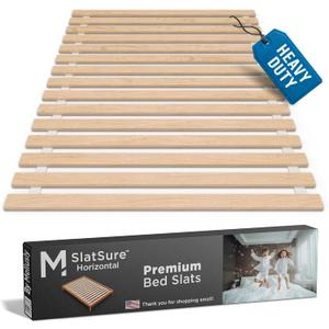 Meliusly SlatSure Queen Size Horizontal Bed Slats  Heavy Duty Wood Replacement Bed Slats, Bed Frame Support Slats, Slatted Wooden Mattress Support Base for Broken, Sagging or Worn-Out Slats