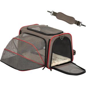 Petsfit Expandable Cat Carrier Dog Carriers,Airline Approved Soft-Sided Portable Pet Travel Washable Carrier for Kittens,Puppies,Removable Soft Plush mat and Pockets,Locking Safety Zippers