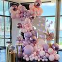 Monlot Baby Shower Decorations for Girl 135 Pcs Pink Purple Balloon Arch Kit Metallic Lavender Balloon Garland Double Stuffed Balloons Butterfly Stickers for Fairy First Birthday Decorations