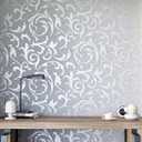 mamonhome Silver Gray Self Adhesive Removable Wallpaper Peel and Stick Wallpaper for Livingroom, Bedroom, Kitchen, Bathroom. (Flower(Non-Adhesive)) 20.8 inches wide by 393 inches long