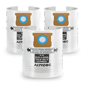 3 Pack Shop Vac 5-8 Gallon Filter Bags, ALYYDBG Type E - 90661 906-61 9066100 9066133; Type H 90671 9067-1 9067100 9067133 Vacuum Cleaner Filter Bags