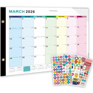 2026-2027 Desk Calendar - 22" x 17", 18 Month Calendar Jan 2026 - Jun 2027, Large Monthly Desktop Calendar with Daily Blocks, Thick Paper, Corner Protectors - Colorful (3 Stickers Included)