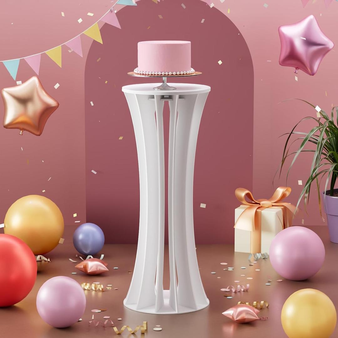 imprsv 1Pc Cylinder Stands for Party, Large White Cake Stand, Pedestal Display Plinth Pillars for Wedding Ceremony Birthday Party Decor (Flow Shape