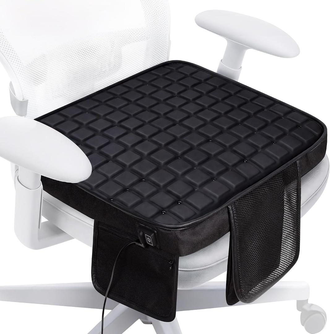 Cooling Seat Cushion with Fan, for Dad, 5V2A USB Powered (No Battery), Gel Cooling Seat Pad with 3-Speed Airflow, Plug-in Portable Seat Cushion for Office Chair, Car, Wheelchair