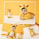 Newborn Photography Props Dragon Style Photo Posing Outfits,(Fits for 13-17 Lbs Baby) Crochet Knitted Romper and Hat,Newborn Photography Accessories for Posing (Costume+Hat,Yellow)