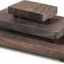 3 Pcs Wood Pedestal Stand Kitchen Soap Tray Farmhouse Wooden Riser Stand for Kitchen Bathroom Counter Table Decor Plant Candle Vases Display (12x6.7, 8x4.7, 4x2.8)