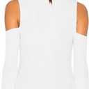 Mippo Cold Shoulder Tops for Women Long Sleeve Workout Tops | Loose Fit, Off the Shoulder Top, Thumb Holes, Lightweight, Yoga and Casual, Easy yo Care (White, M)