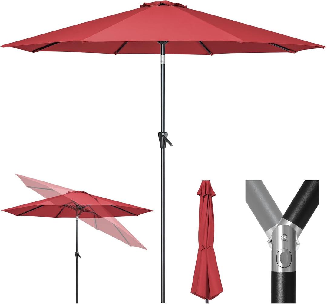 Tempera Patio Market Outdoor Table Umbrella with Push Button Tilt and Crank, Large Sun Umbrella with Sturdy Pole & Fade Resistant Canopy, Easy to Set