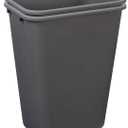 Amazon Basics Rectangular Commercial Office Wastebasket, Easy to Clean, 10 Gallon, Grey, 2-Pack
