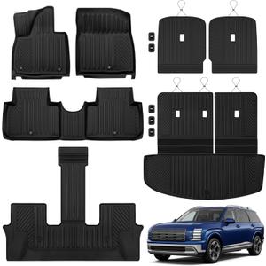 2026 Palisade Floor Mats Only Hybrid 7-Seat All Weather TPE Cargo Mat with Backrest Mat for Hyundai Palisade Accessories 2026 SEL/SEL Premium/Limited/Calligraphy