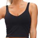 THE GYM PEOPLE Womens' Sports Bra Longline Wirefree Padded with Medium Support (Small, Black)