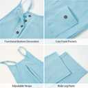 Girls Jumpsuit Loose Summer Kids Casual Spaghetti Strap Long Pants Romper with Pockets 5-12 Y (Blue)