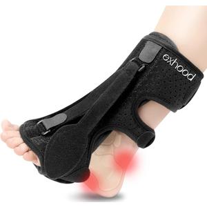 Upgraded Plantar Fasciitis Night Splint, 3 Adjustable Straps Plantar Fasciitis Relief Braces for Achilles Tendonitis, Foot Drop & Heel Spur Pain Relief Day & Night (Black) (One Size)