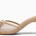 Womens Bow Mules Heels Kitten Heel Slide Sandals Square Toe Slip on Dress Shoes