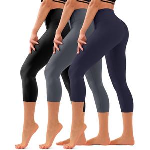 Hmuuo 3 Pack Leggings for Women High Waisted Tummy Control No See-Through Yoga Pants Workout Running Leggings (XX-Large, 14a Black/Gray/Navy)