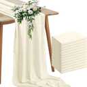 Horbaunal 12 Pack Ivory Chiffon Table Runners 10FT Sheer Chiffon Runner 29x120 Inches Romantic Boho Rustic Table Runner for Wedding Party Bridal Baby Shower Table Decorations