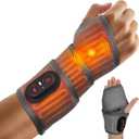 Cordless Heated Wrist Massager for Carpal Tunnel, Heated Wrist Brace, Wrist Heating Pad Wrap for Pain Relief, Wrist Hand Heating Pad, Hand Massager with Heat, Red Light for Carpal Tunnel, Gray