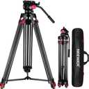 NEEWER 79"/200cm Video Tripod, Heavy Duty Aluminum Alloy Camera Tripod Stand with 360 Fluid Drag Head, QR Plate Compatible with Canon Nikon Sony and Other DSLR Camera Camcorder, Load Up to 17.6lb/8kg