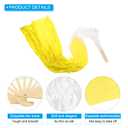 PATIKIL 16 Fan Belly Dance Silk Fan Veil 71", 1 Pair (Left+Right) Women Long Folding Dance Fan Wood Fan for Dance Performance, White Light Yellow