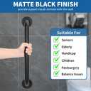 Safety Shower Grab Bars for Seniors, Stainless Steel Anti Slip Shower Handle, ADA Compliant Hand Rails, Holds up to 500 LBS Grab Bars for Elderly for Wall (Black, 24 Inches)