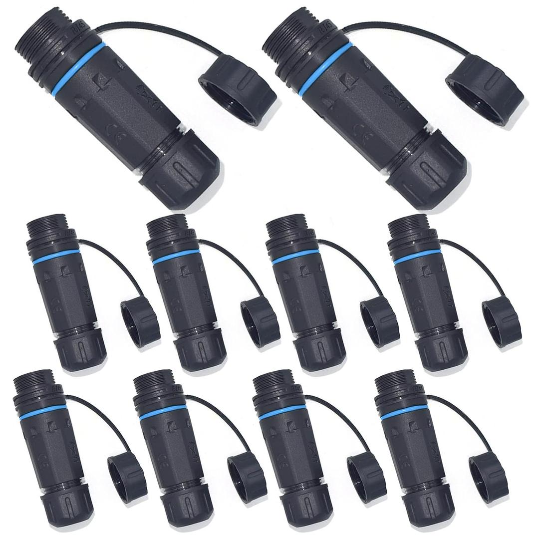 10PCS Shielded RJ45 Waterproof Panel Mount Connector IP68 Cat5/5e/6 8P8C Ethernet LAN Cable Coupler Female to Female Outdoor Network Adapter