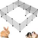 16 Panels DIY Small Animal Playpen, Pet Playpen, Dog Puppy Playpen, Guinea Pig Cages, Rabbit Cage, Indoor Outdoor Metal Wire Yard Fence, 12 X 12 Inch, Black